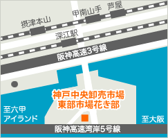 神戸中央卸売市場東部市場花き部周辺マップ